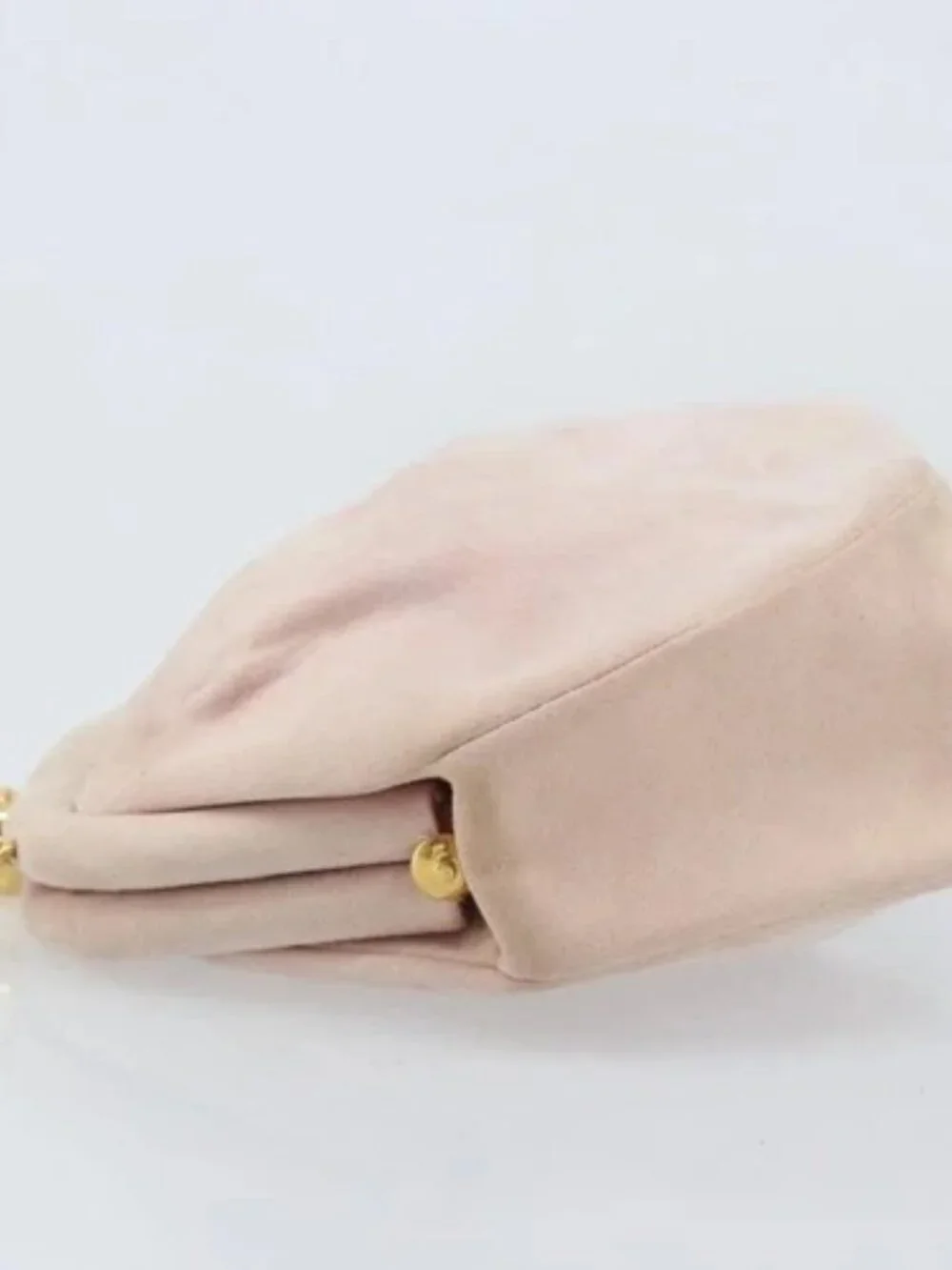 CHANEL Chain Shoulder Bag Suede Pink Gold CC Auth AMZ167A
